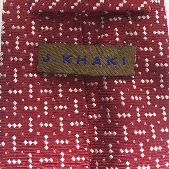 Silk Tie Burgundy Red with Dots J.Khaki Men - Picture 6 of 8